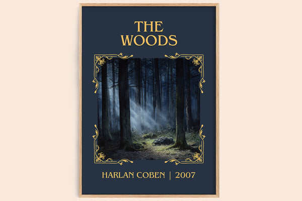 The Woods classic book art book poster by Harlan Coben – framed literary art print