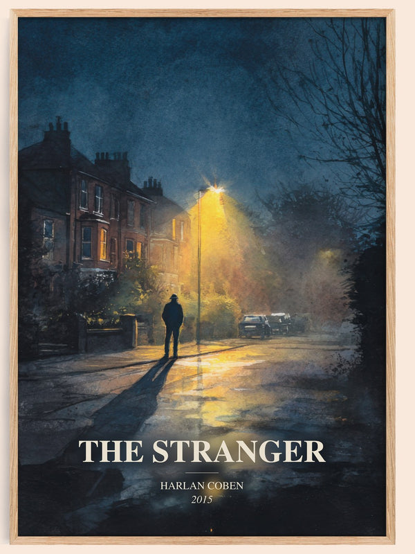 The Stranger watercolour book poster by Harlan Coben – framed literary art print
