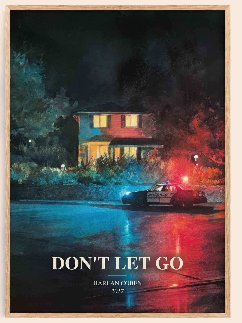 Don'T Let Go watercolour book poster by Harlan Coben – framed literary art print