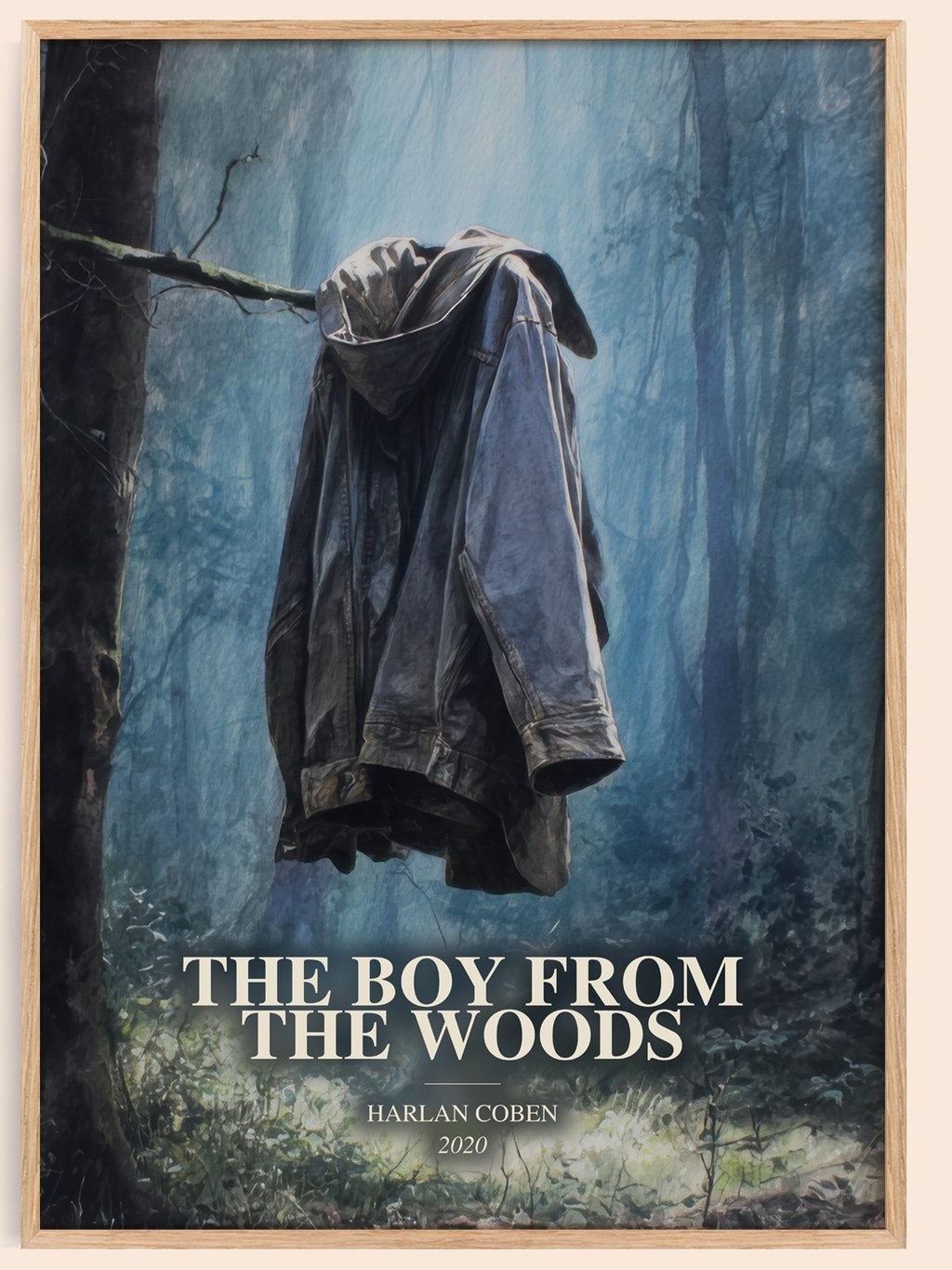 The Boy From The Woods watercolour book poster by Harlan Coben – framed literary art print