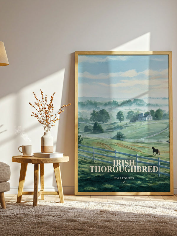 Irish Thoroughbred watercolour print in frame leaning in hallway – romance wall art