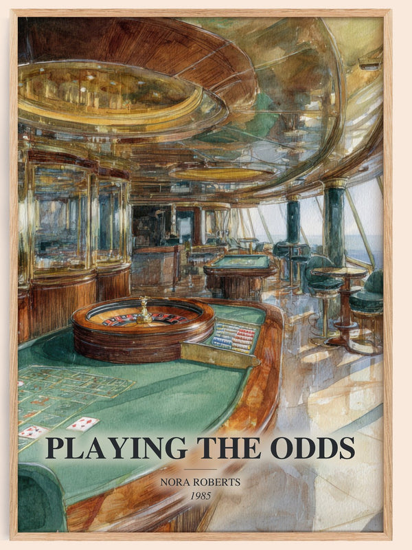 Playing The Odds watercolour book poster by Nora Roberts – framed literary art print
