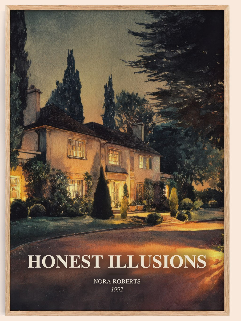 Honest Illusions watercolour book poster by Nora Roberts – framed literary art print