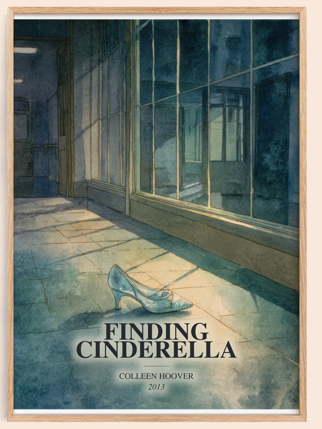 Finding Cinderella watercolour book poster by Colleen Hoover – framed literary art print