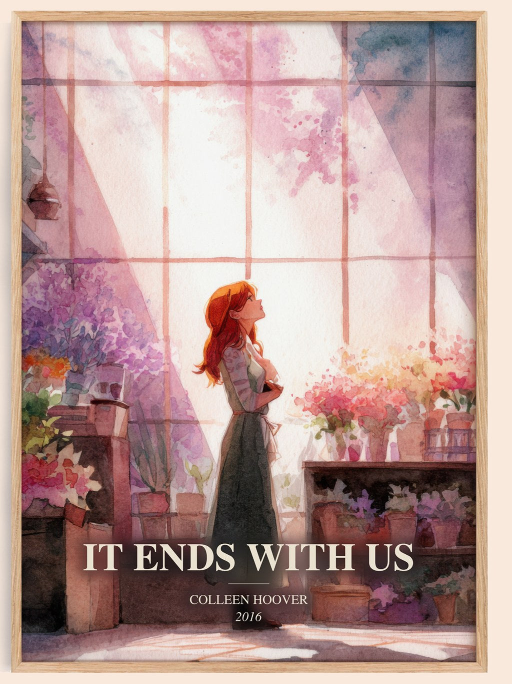 It Ends With Us watercolour book poster by Colleen Hoover – framed literary art print