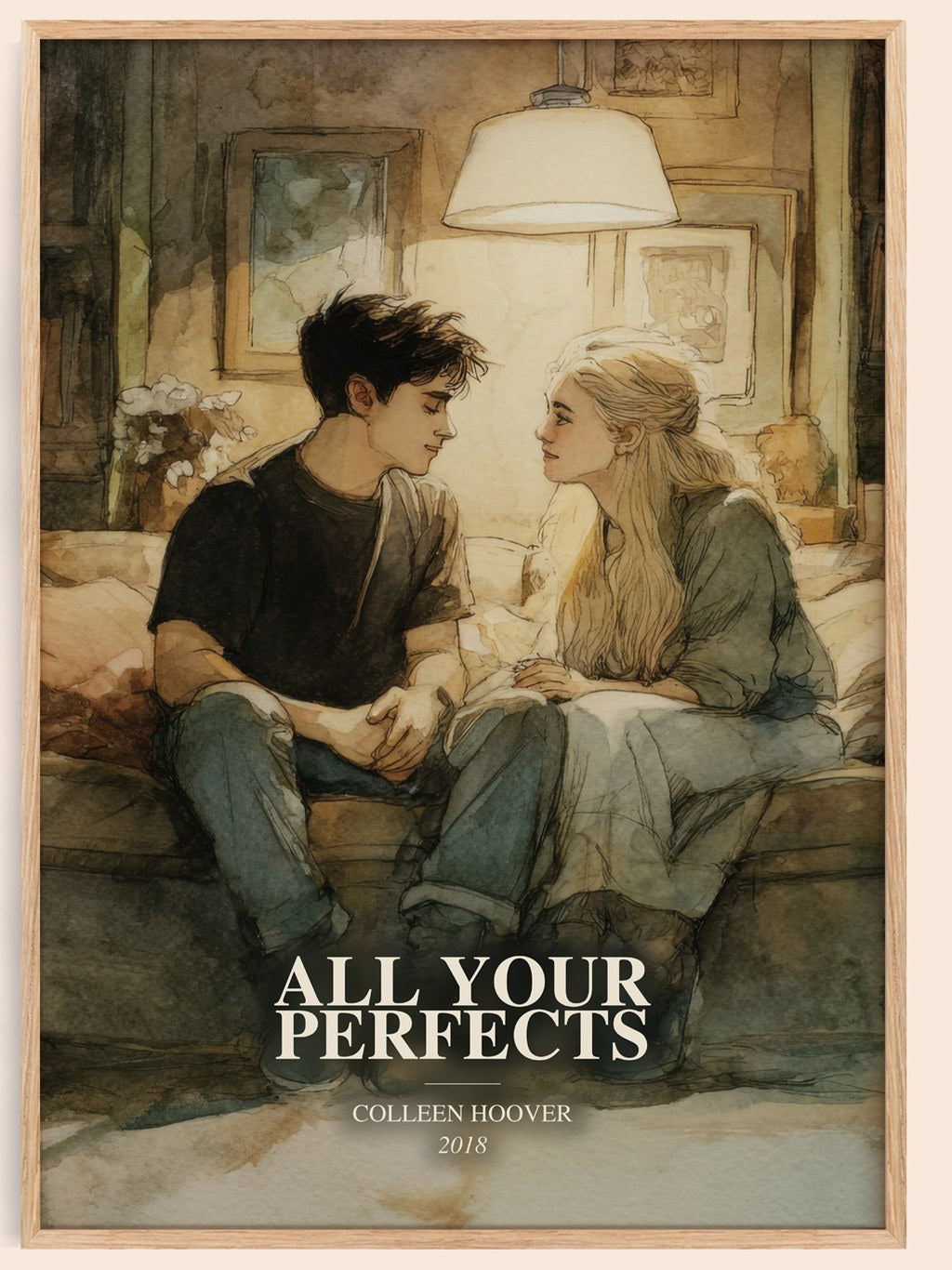 All Your Perfects watercolour book poster by Colleen Hoover – framed literary art print