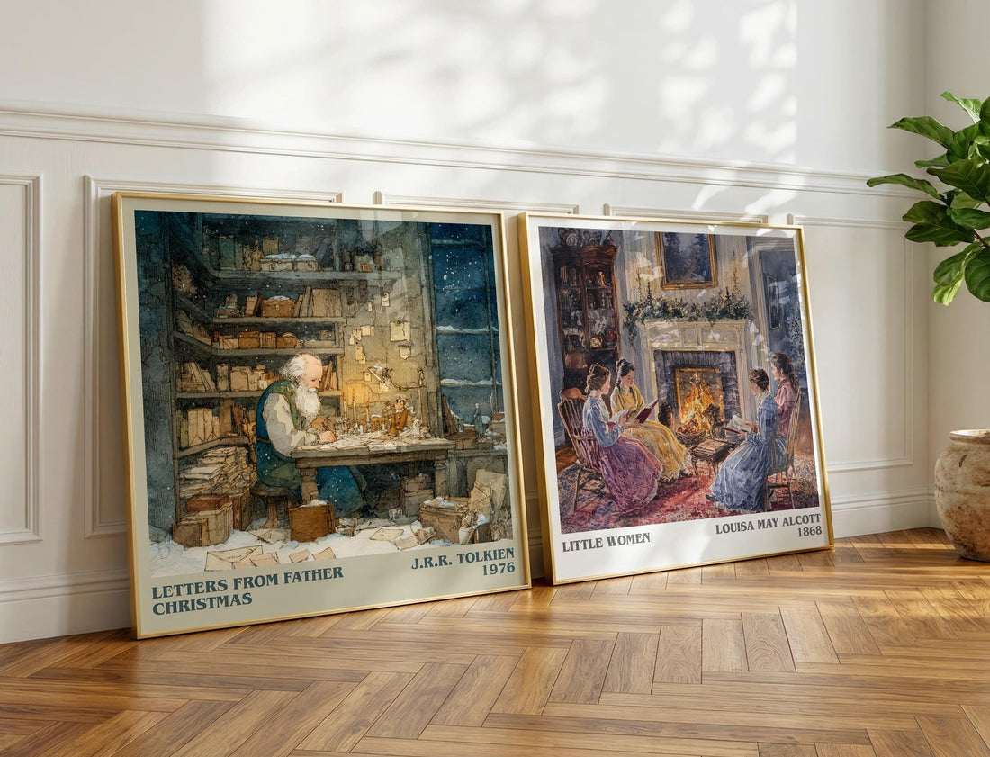 Letters from Father Christmas Literary Art Print by J. R. R. Tolkien – large square framed print leaning against a wall