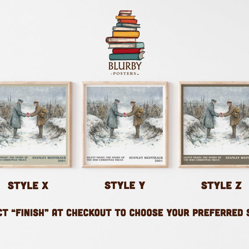 Silent Night: The Story of the World War I Christmas Truce literary print in frame leaning in hallway – non fiction wall art