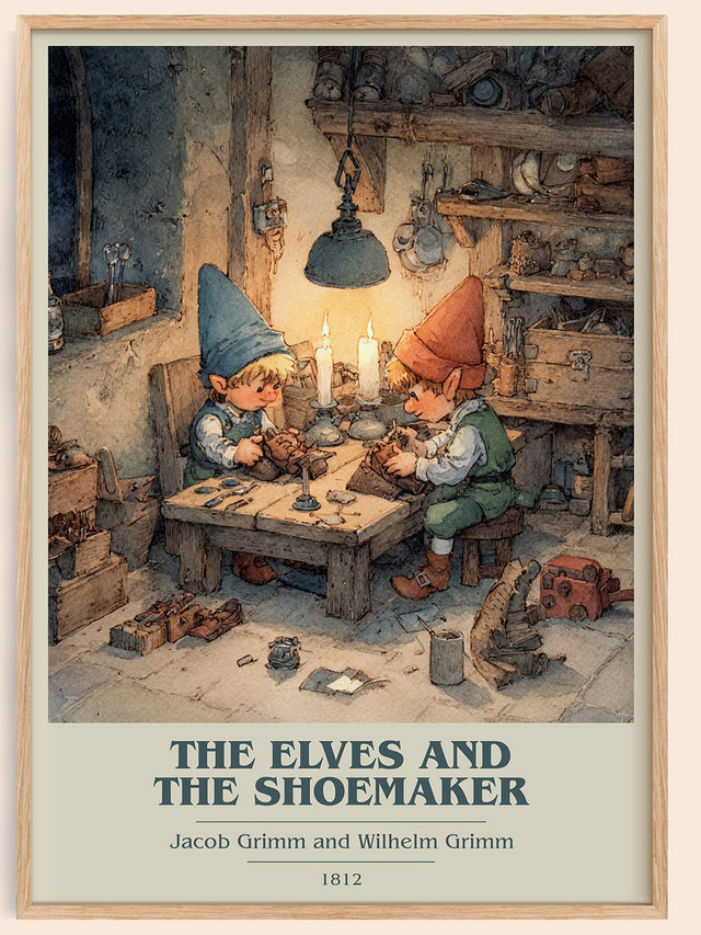 The Elves and the Shoemaker Book Cover Poster by Jacob Grimm