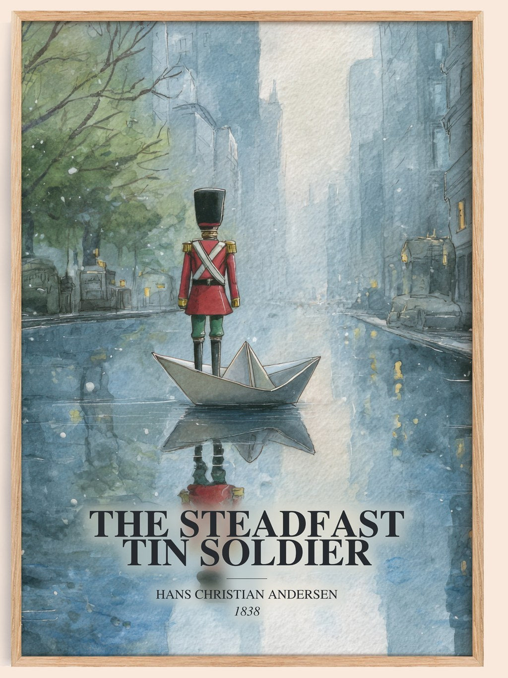 The Steadfast Tin Soldier watercolour book poster by Hans Christian Andersen – framed literary art print