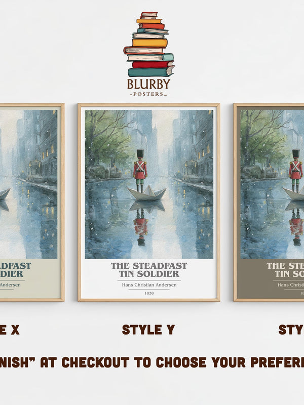 The Steadfast Tin Soldier book cover print in frame leaning in hallway – childrens wall art