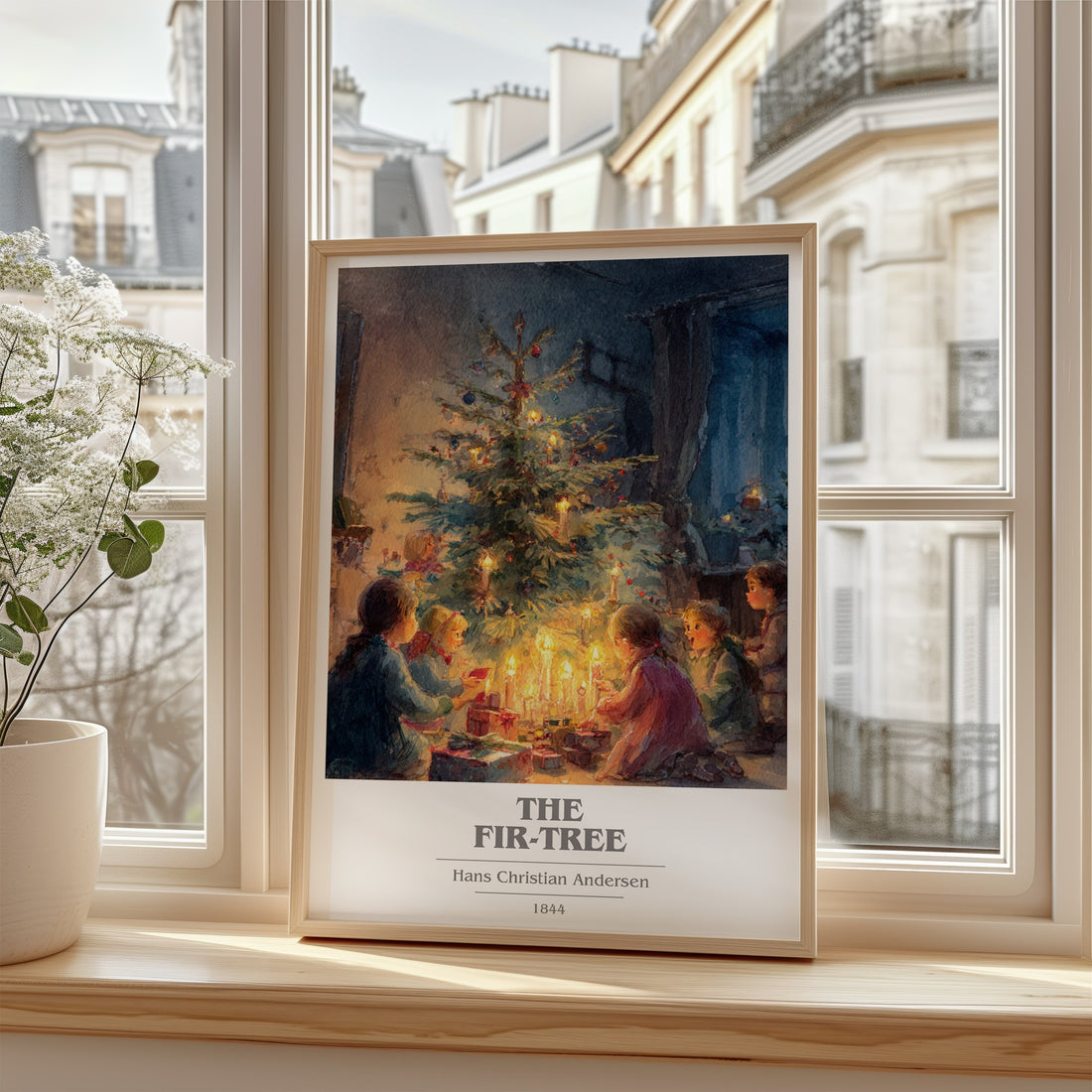 The Fir Tree Book Cover Poster by Hans Christian Andersen – framed print by a bright window