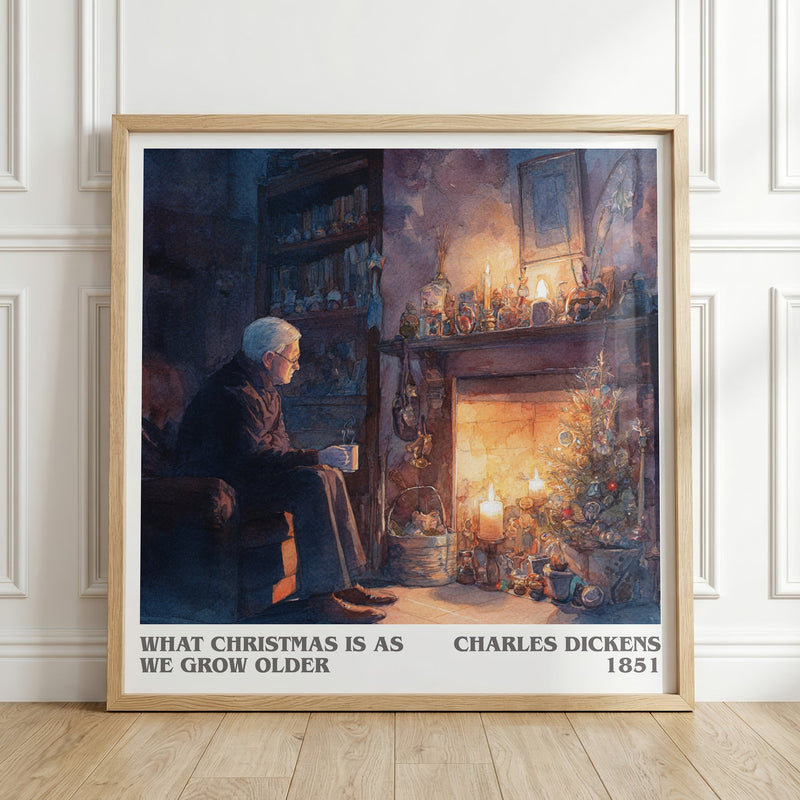What christmas is as we grow older literary print in frame leaning in hallway – classic literature wall art