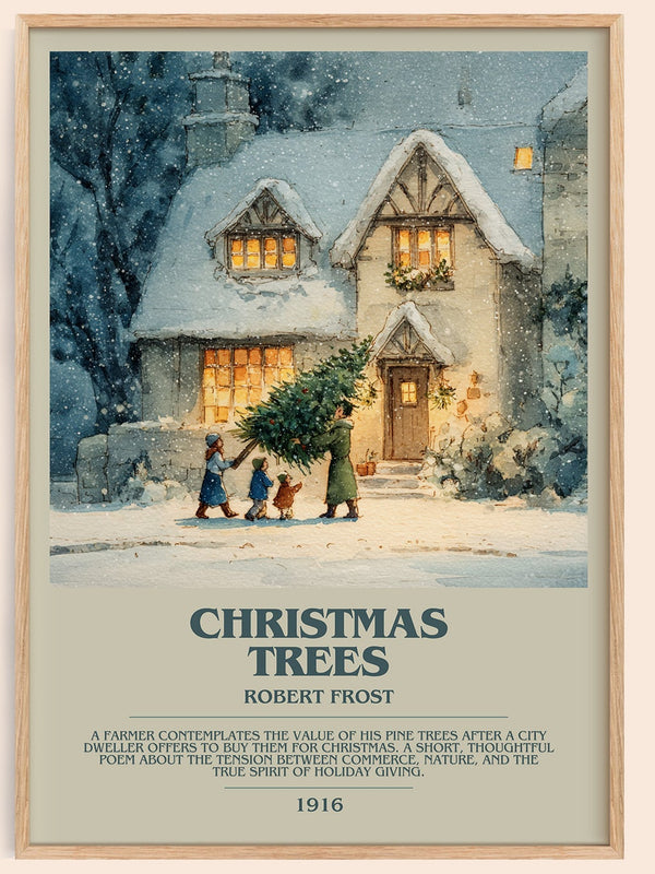 Christmas Trees bookish book poster by Robert Frost – framed literary art print