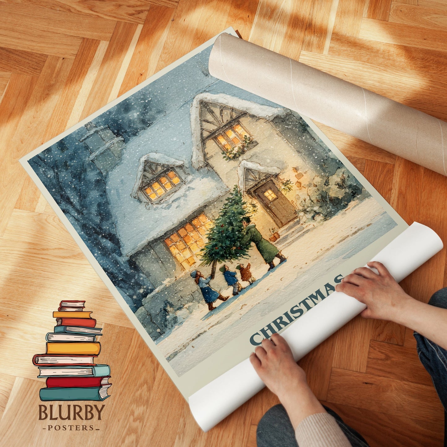 Christmas Trees book cover print on bookshelf – Robert Frost fan gift