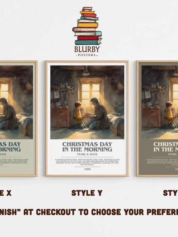 Christmas Day in the Morning bookish print in frame leaning in hallway – non fiction wall art