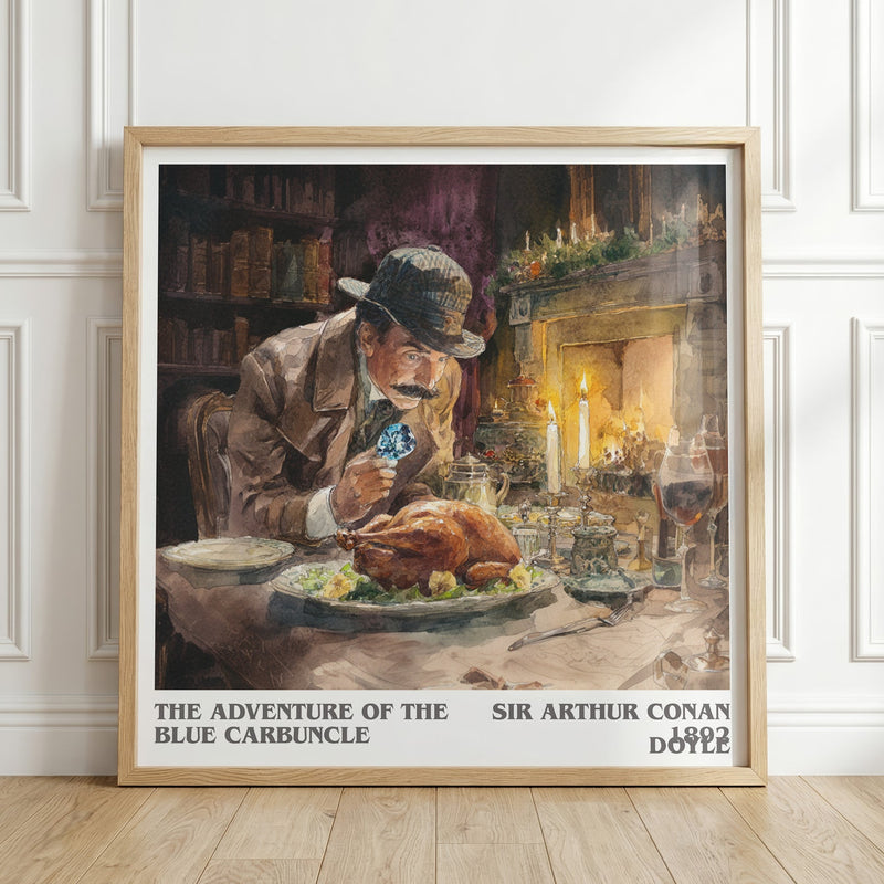 The Adventure Of The Blue Carbuncle literary print in frame leaning in hallway – mystery wall art
