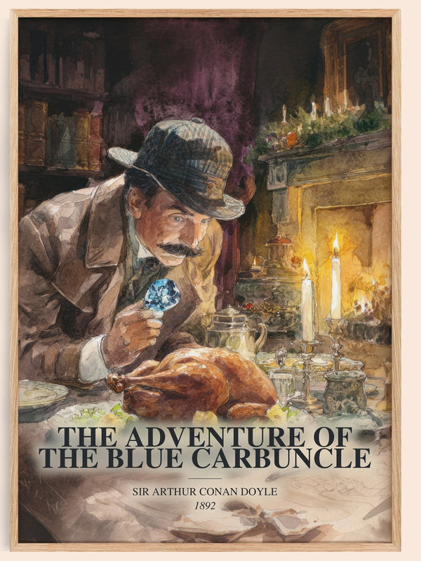 The Adventure Of The Blue Carbuncle watercolour book poster by Sir Arthur Conan Doyle – framed literary art print