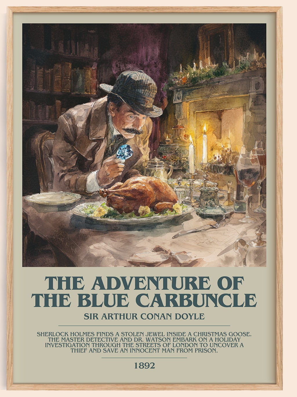 The Adventure Of The Blue Carbuncle bookish book poster by Sir Arthur Conan Doyle – framed literary art print