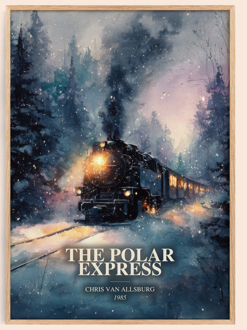 The Polar Express watercolour book poster by Chris Van Allsburg – framed literary art print