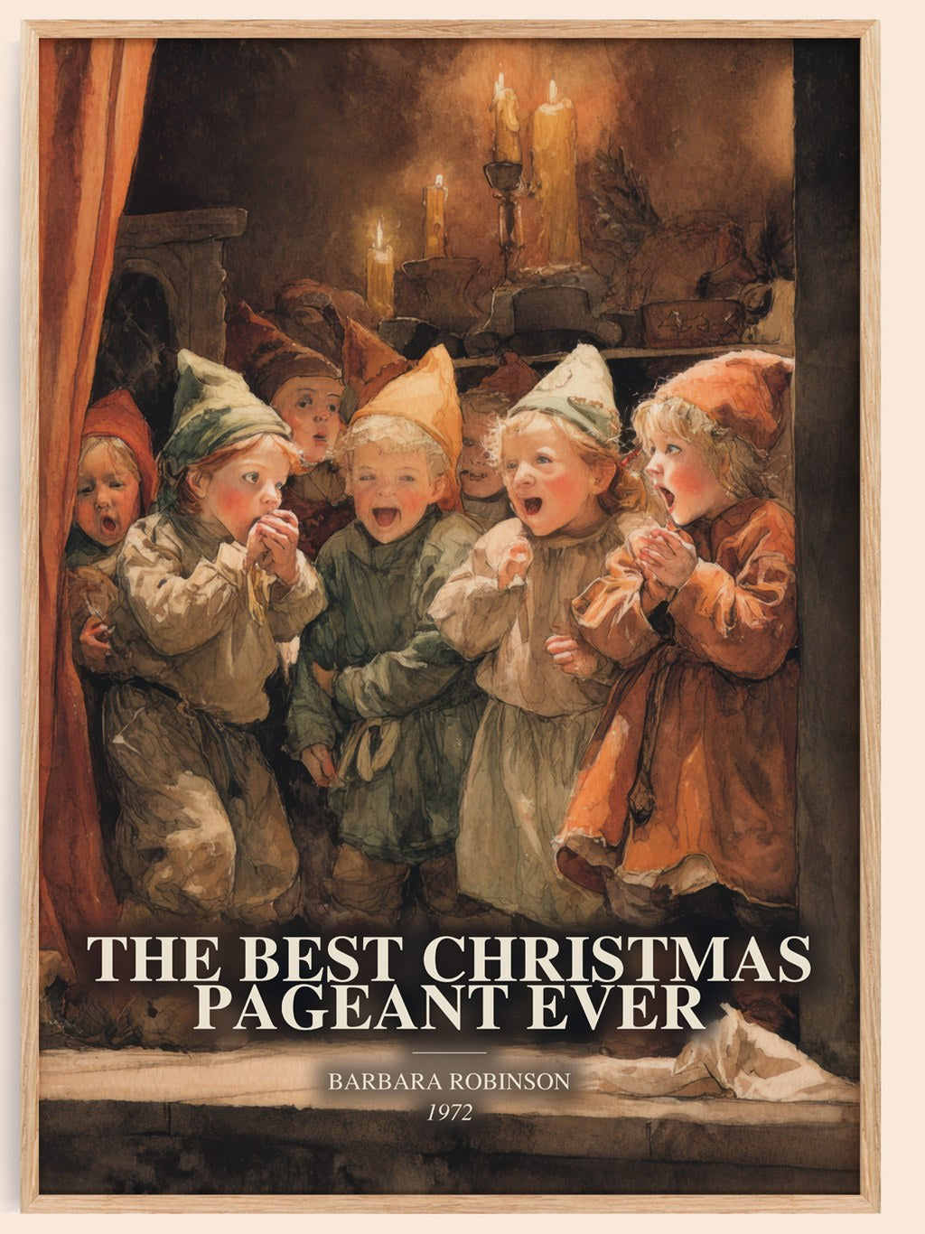 The Best Christmas Pageant Ever watercolour book poster by Barbara Robinson – framed literary art print