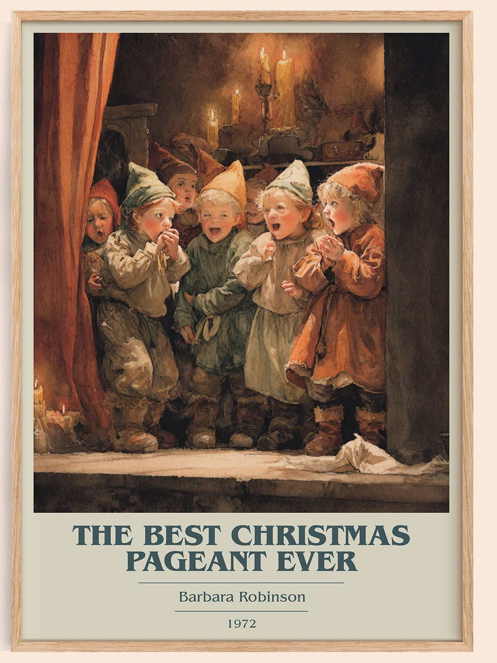 The Best Christmas Pageant Ever book cover book poster by Barbara Robinson – framed literary art print