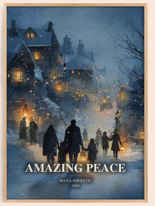 Amazing Peace watercolour book poster by Maya Angelou – framed literary art print