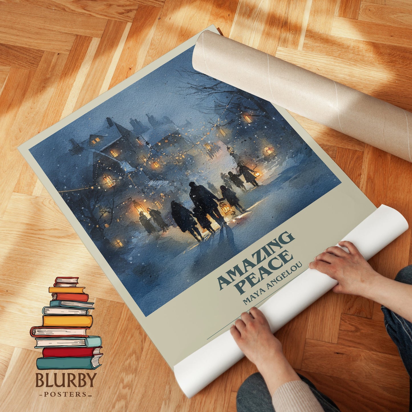 Amazing Peace bookish print on bookshelf – Maya Angelou fan gift