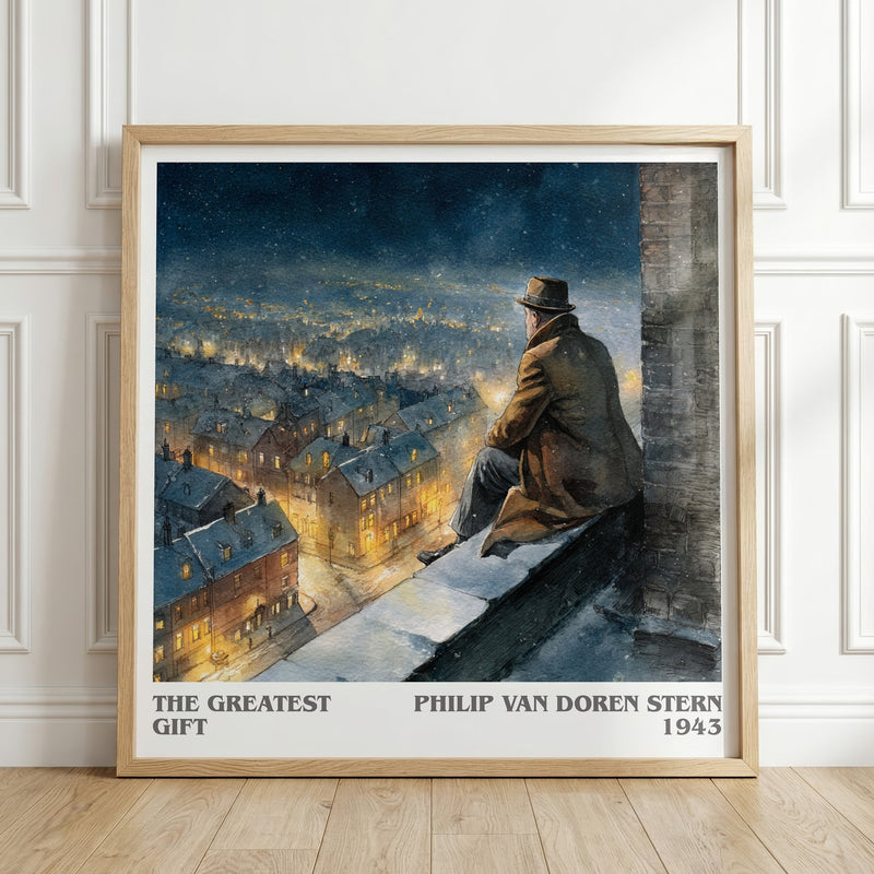 The Greatest Gift literary print in frame leaning in hallway – classic literature wall art