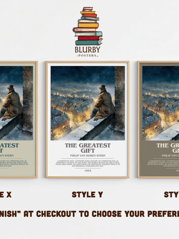 The Greatest Gift bookish print in frame leaning in hallway – fantasy wall art