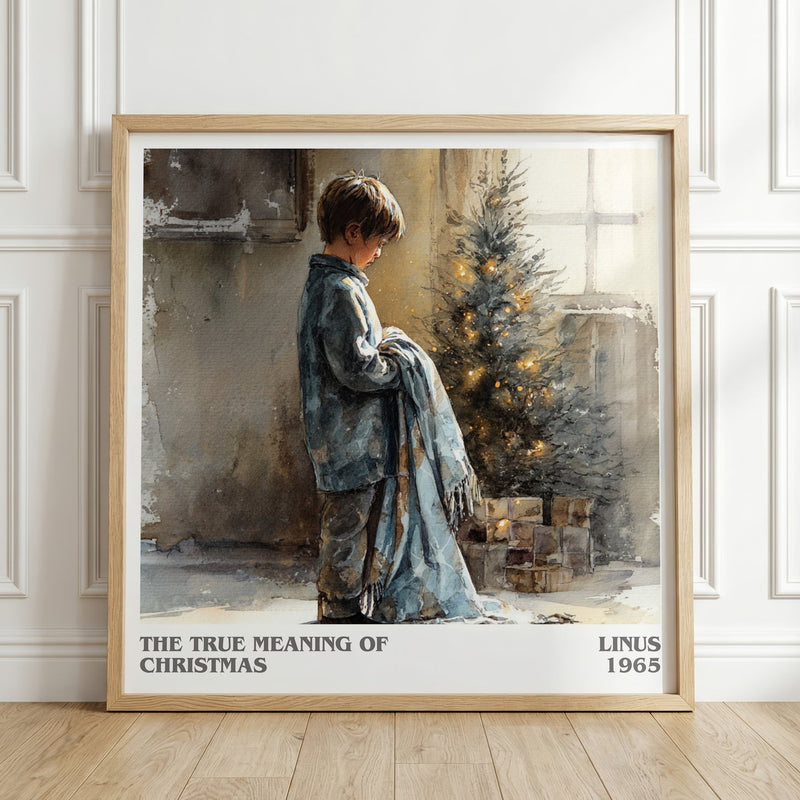 The True Meaning Of Christmas literary print in frame leaning in hallway – childrens wall art