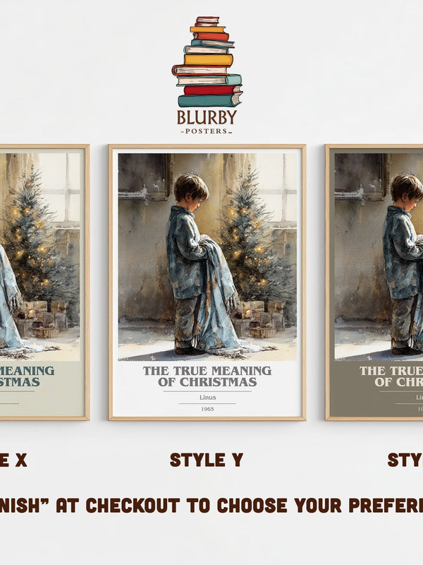 The True Meaning Of Christmas book cover print in frame leaning in hallway – childrens wall art