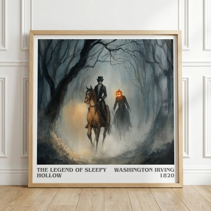 The Legend Of Sleepy Hollow literary print in frame leaning in hallway – gothic wall art