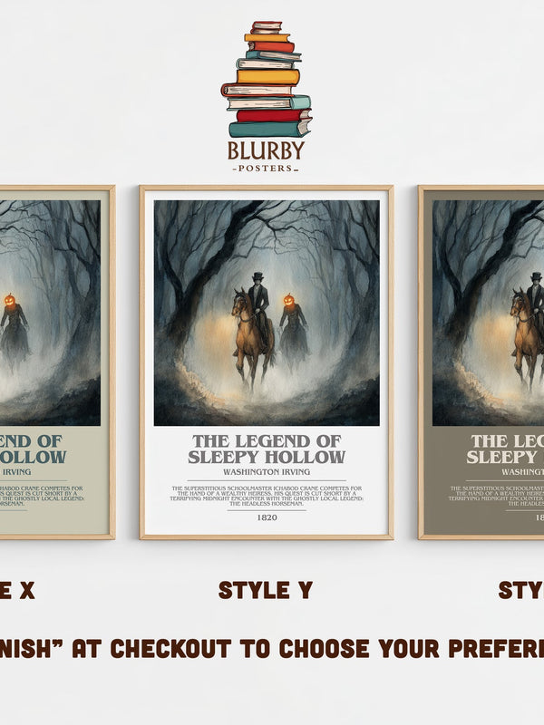 The Legend Of Sleepy Hollow bookish print in frame leaning in hallway – gothic wall art