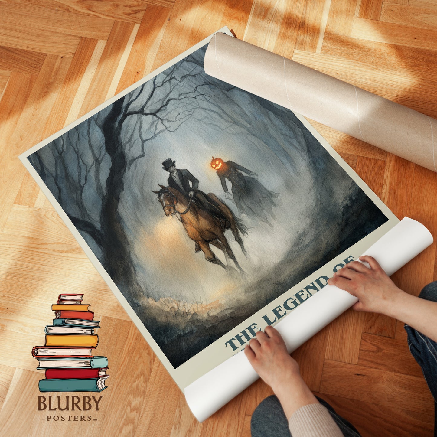The Legend Of Sleepy Hollow book cover print on bookshelf – Washington Irving fan gift