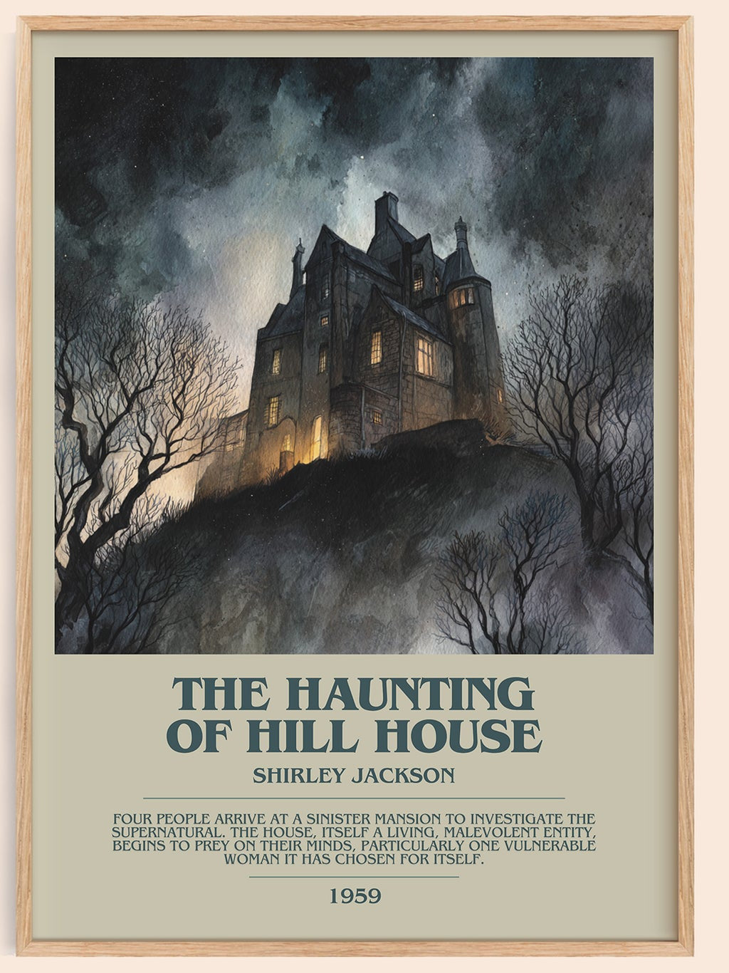 The Haunting of Hill House bookish book poster by Shirley Jackson – framed literary art print