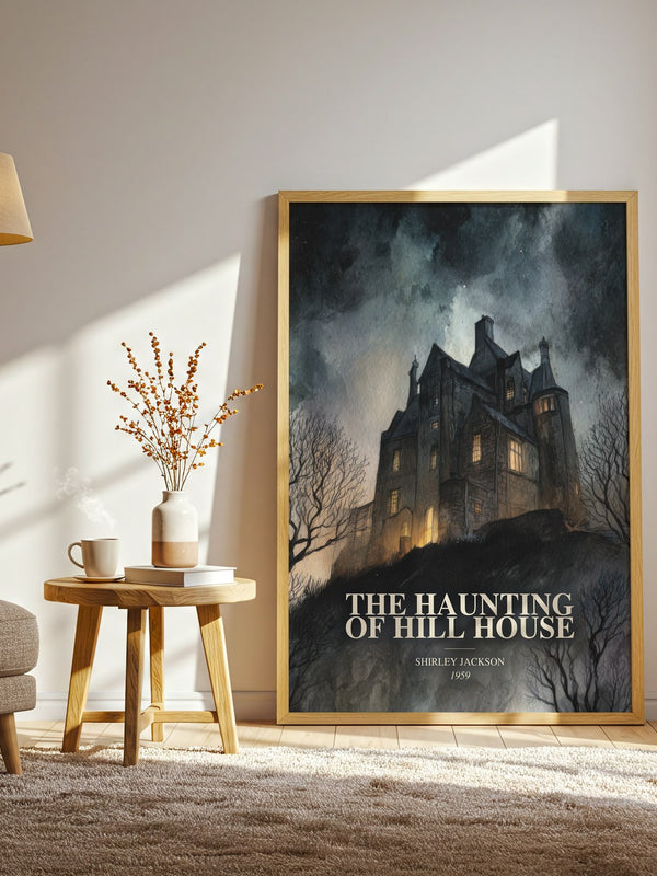 The Haunting Of Hill House watercolour print in frame leaning in hallway – gothic wall art