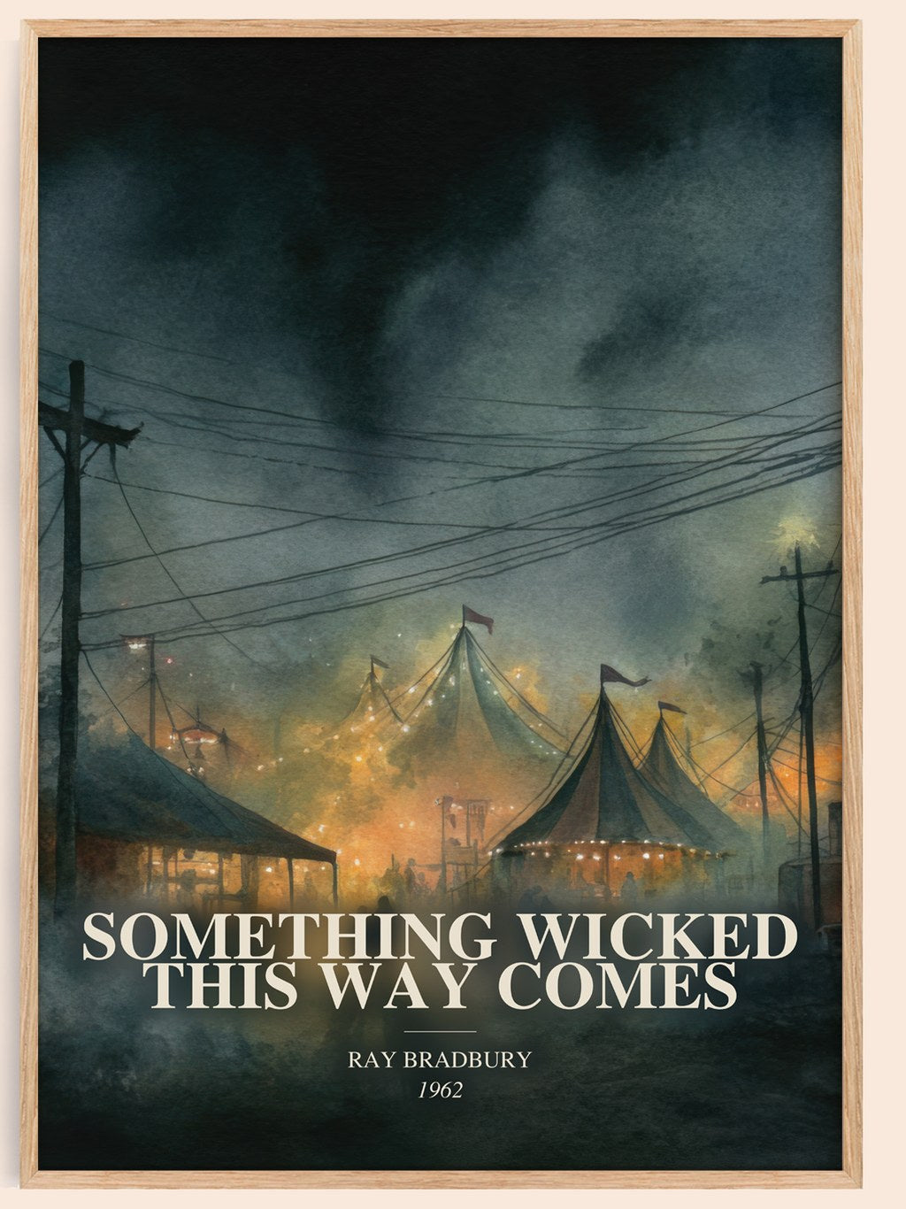 Something Wicked This Way Comes watercolour book poster by Ray Bradbury – framed literary art print