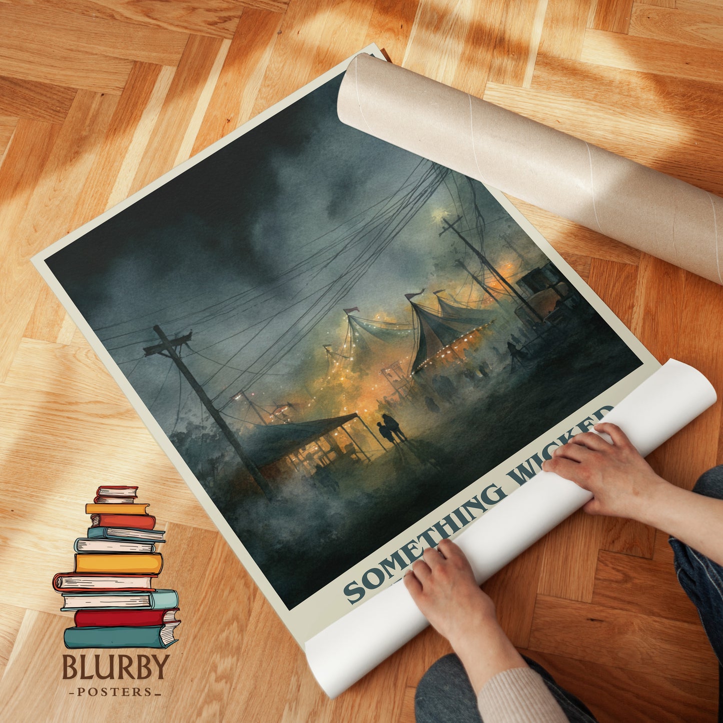 Something Wicked this Way Comes book cover print on bookshelf – Ray Bradbury fan gift