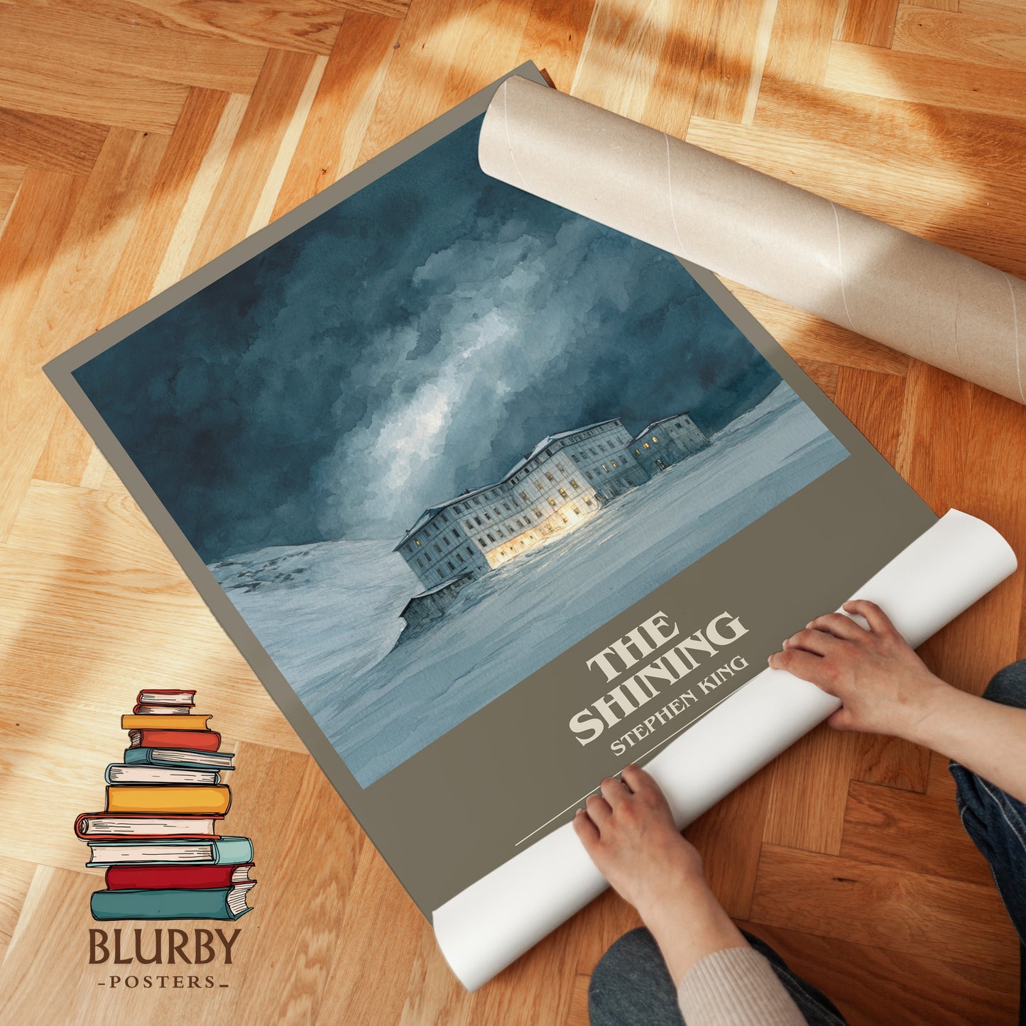 The Shining bookish print on bookshelf – Stephen King fan gift