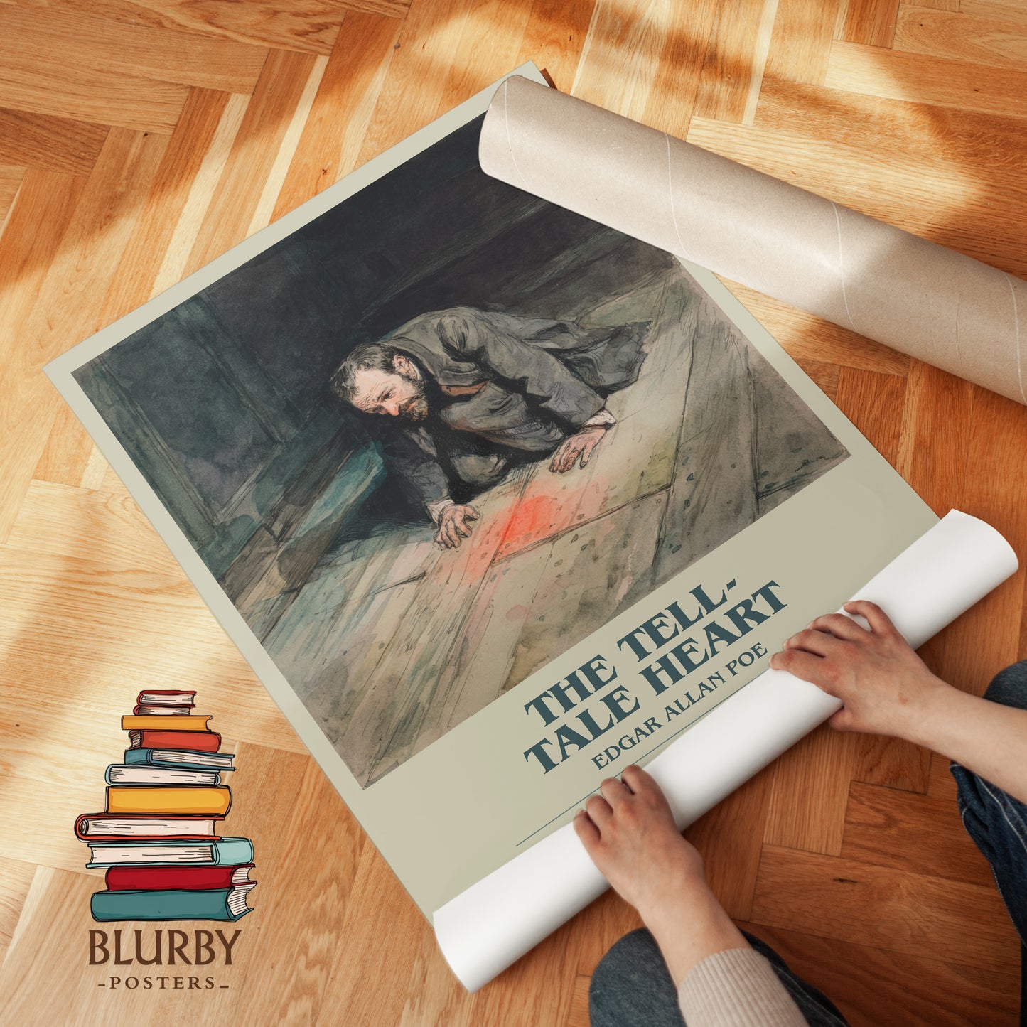The Tell-Tale Heart bookish print on bookshelf – Edgar Allen Poe fan gift