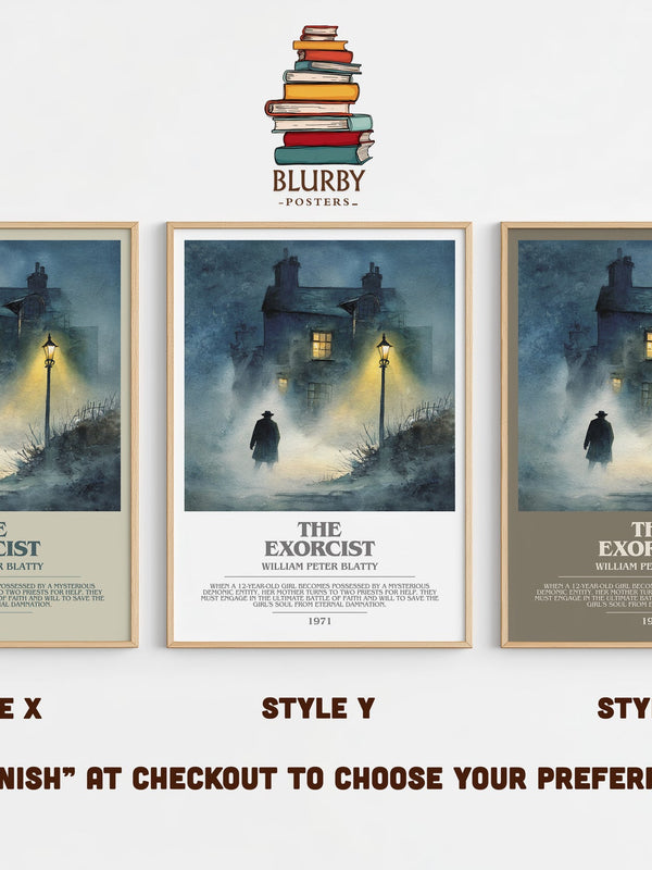 The Exorcist bookish print in frame leaning in hallway – horror wall art