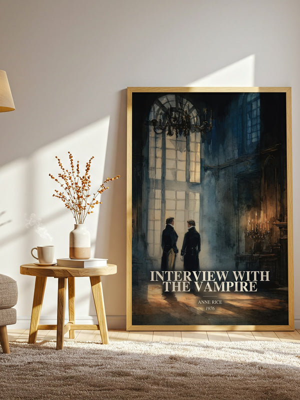 Interview With The Vampire watercolour print in frame leaning in hallway – gothic wall art