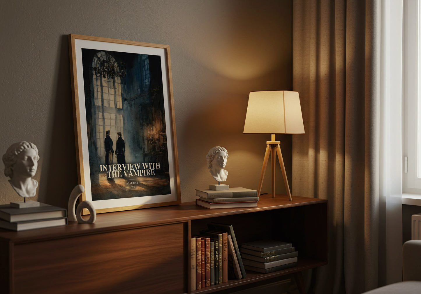 Interview With The Vampire watercolour print on bookshelf – Anne Rice fan gift
