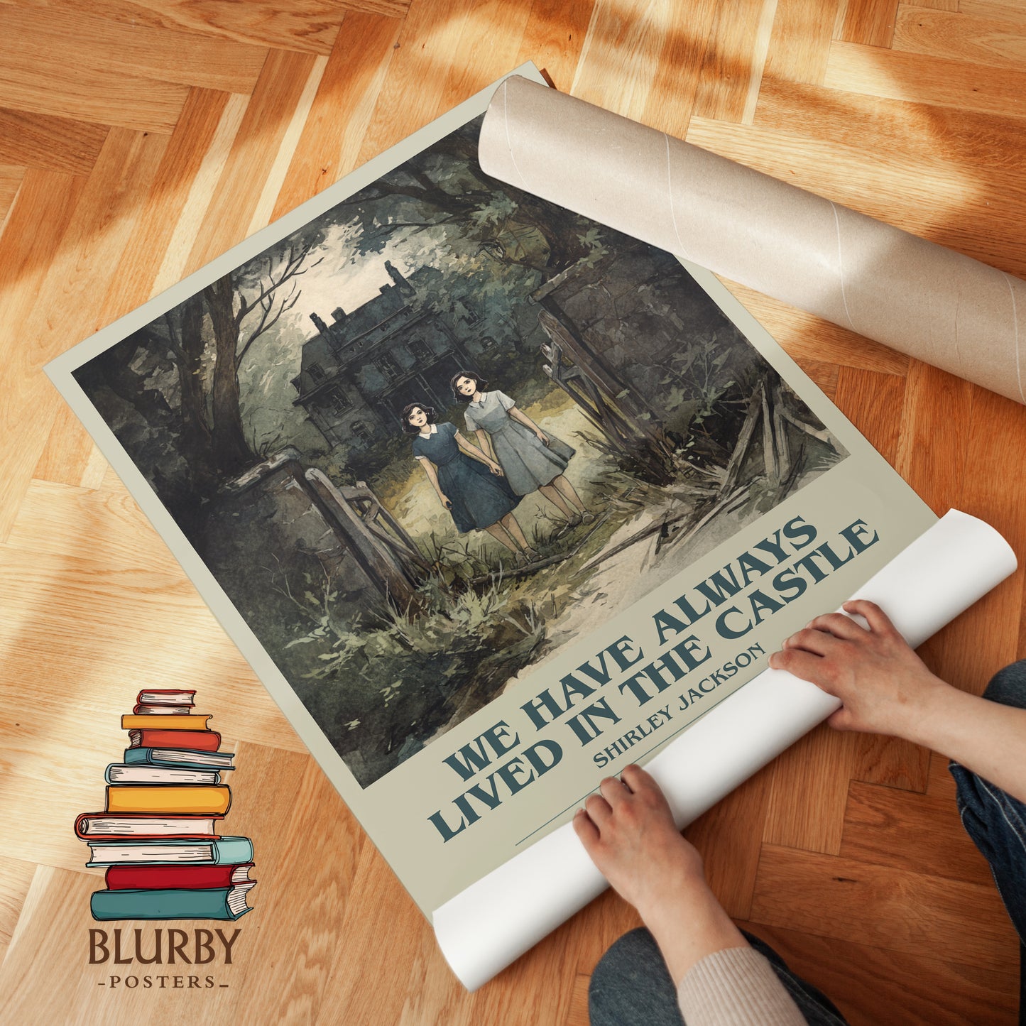 We Have Always Lived in the Castle bookish print on bookshelf – Shirley Jackson fan gift