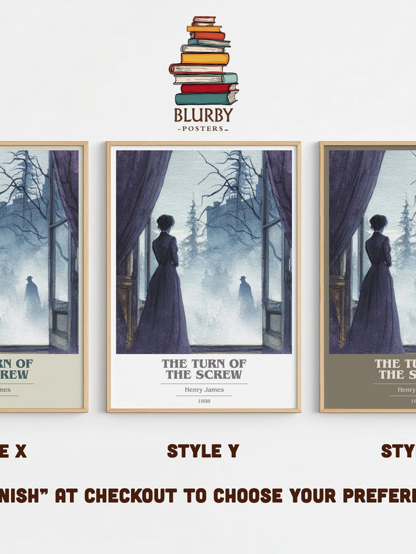The Turn of the Screw book cover print in frame leaning in hallway – gothic wall art