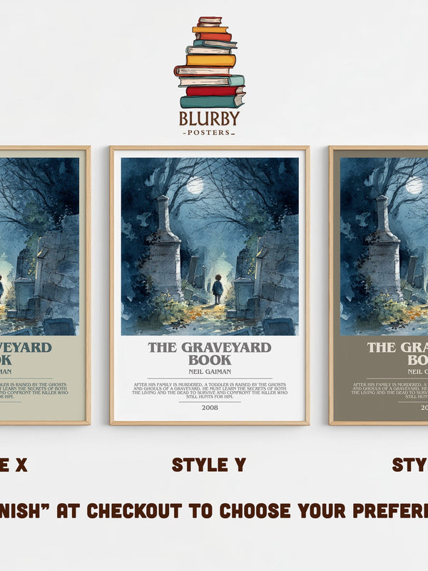 The Graveyard Book bookish print in frame leaning in hallway – childrens wall art