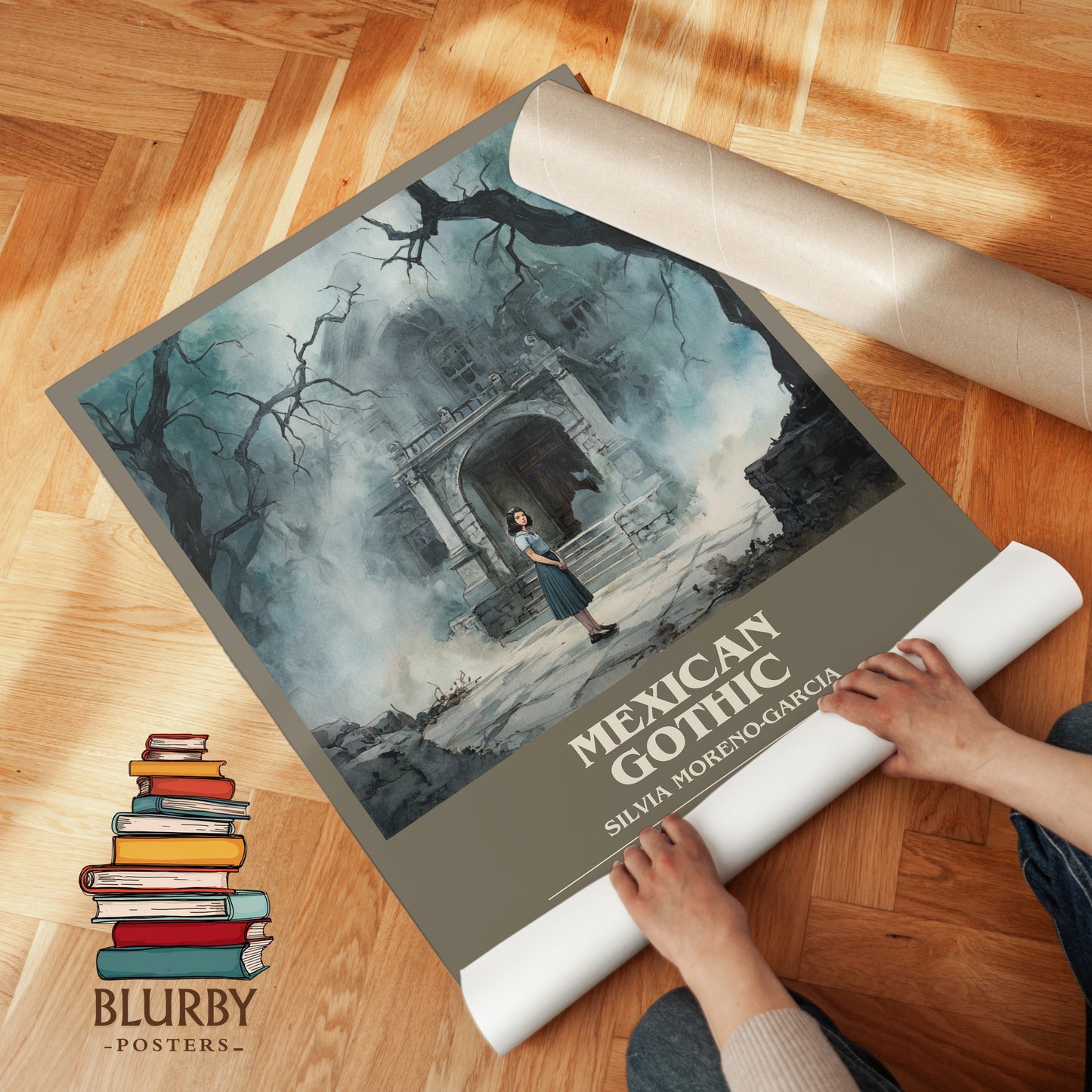 Mexican Gothic bookish print on bookshelf – Silvia Moreno-Garcia fan gift