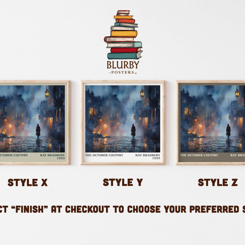 The October Country literary print in frame leaning in hallway – horror wall art
