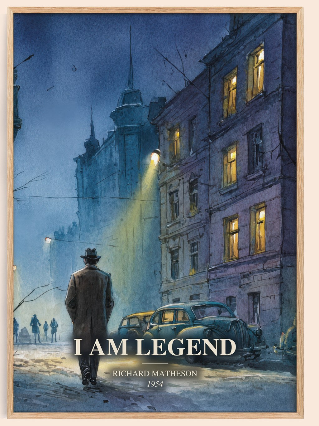 I Am Legend watercolour book poster by Richard Matheson – framed literary art print
